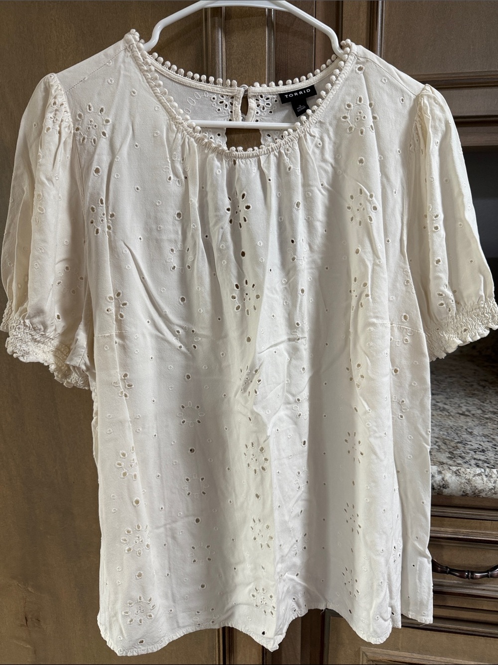 torrid Ivory Eyelet Peasant Blouse